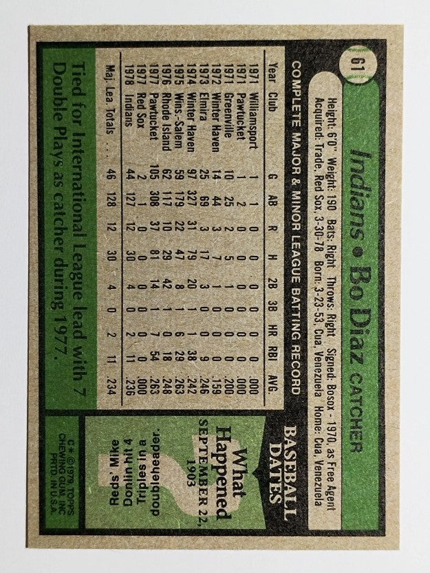 1979 Topps #61 Bo Diaz (NMMT)