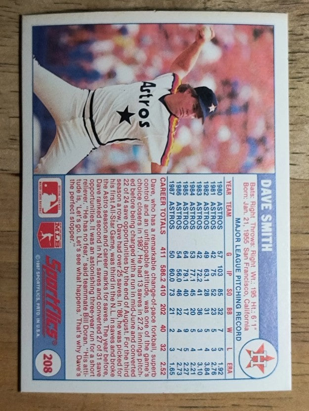 1988 Sportflics #208 Dave Smith