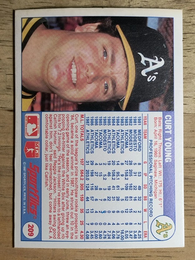 1988 Sportflics #209 Curt Young