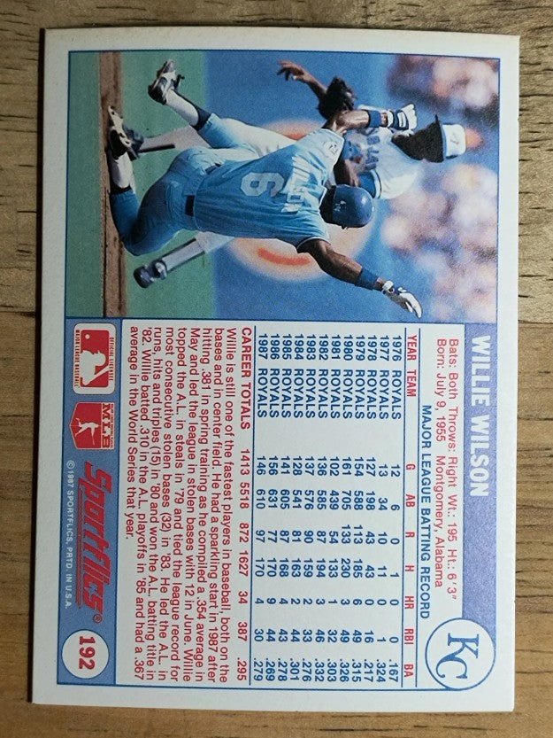 1988 Sportflics #192 Willie Wilson