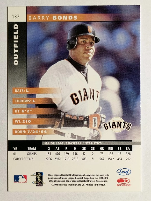 2002 Leaf #137 Barry Bonds