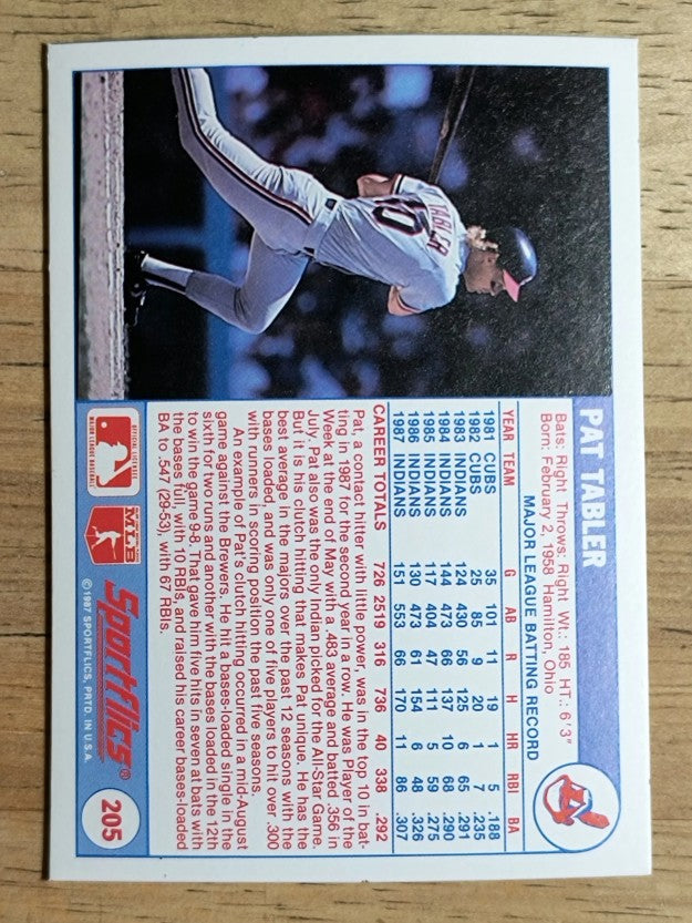 1988 Sportflics #205 Pat Tabler