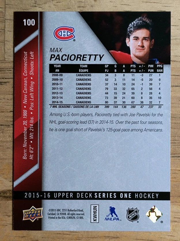 2015-16 Upper Deck #100 Max Pacioretty