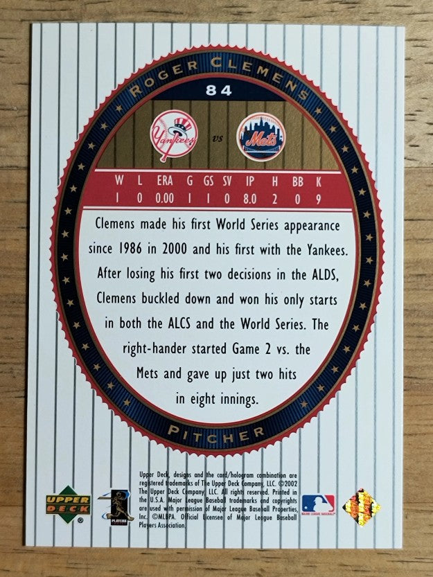 2002 Upper Deck World Series Heroes #84 Roger Clemens