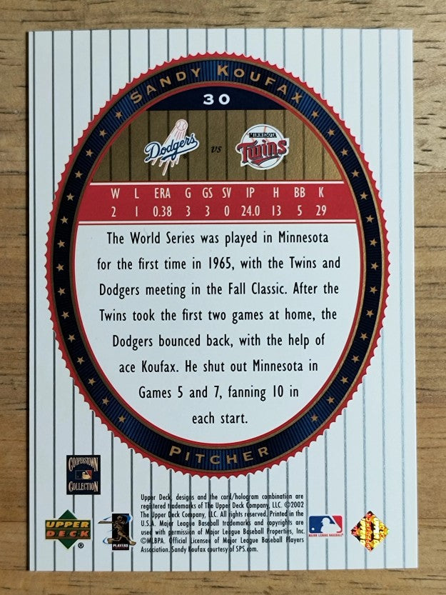 2002 Upper Deck World Series Heroes #30 Sandy Koufax
