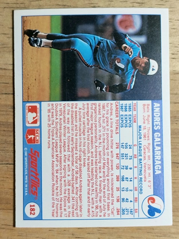 1988 Sportflics #182 Andres Galarraga