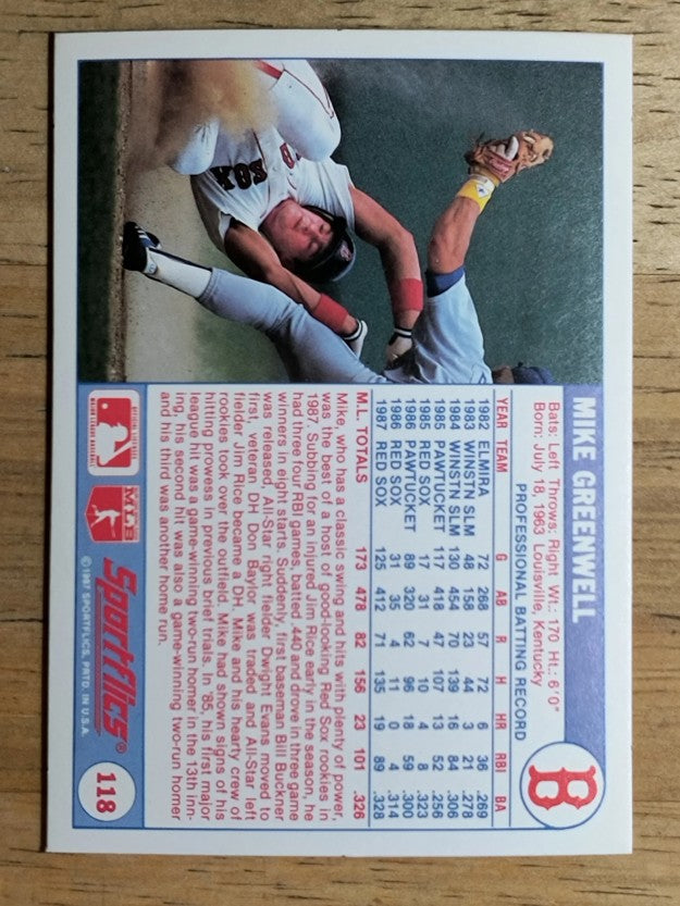 1988 Sportflics #118 Mike Greenwell