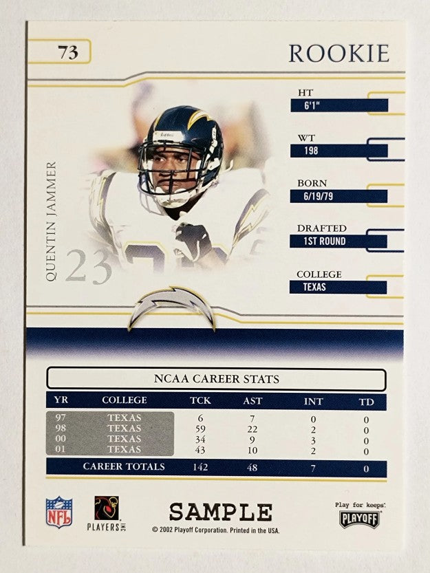 2002 Playoff Prime Signatures Samples #73 Quentin Jammer