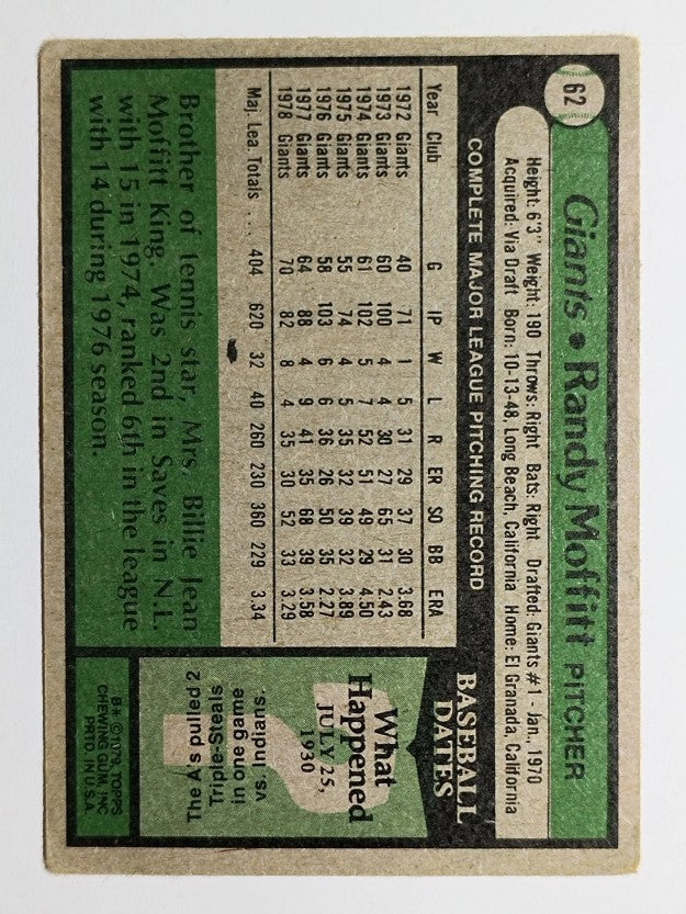 1979 Topps #62 Randy Moffitt (GOOD)
