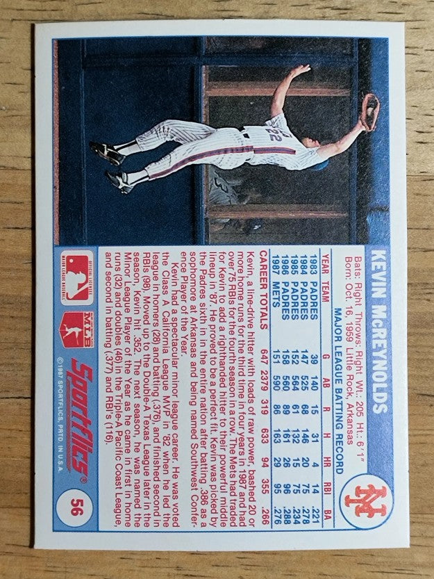 1988 Sportflics #56 Kevin McReynolds