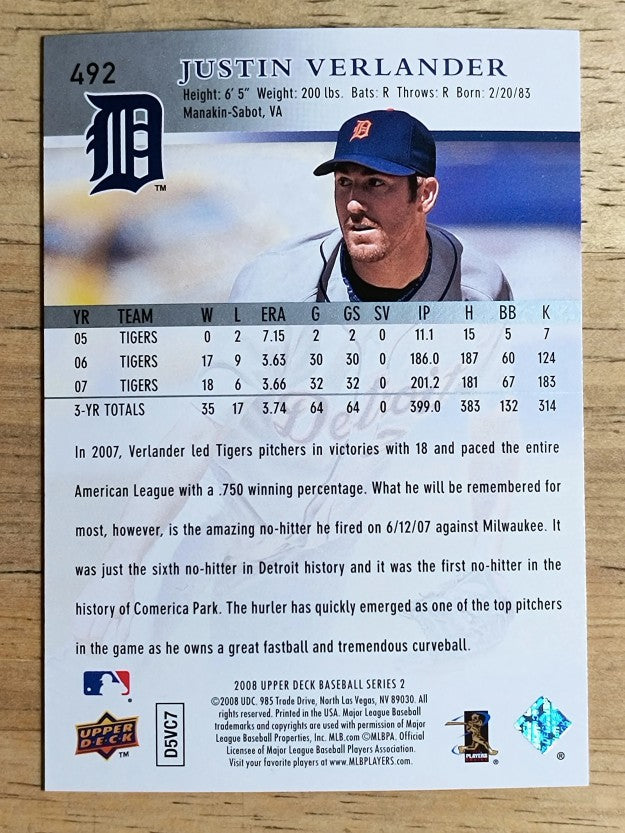 2008 Upper Deck #492 Justin Verlander