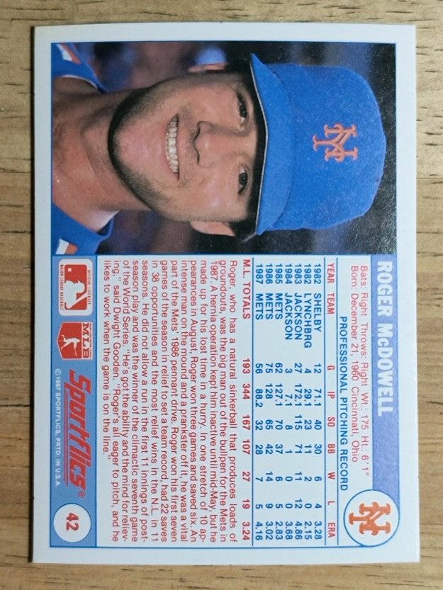 1988 Sportflics #42 Roger McDowell