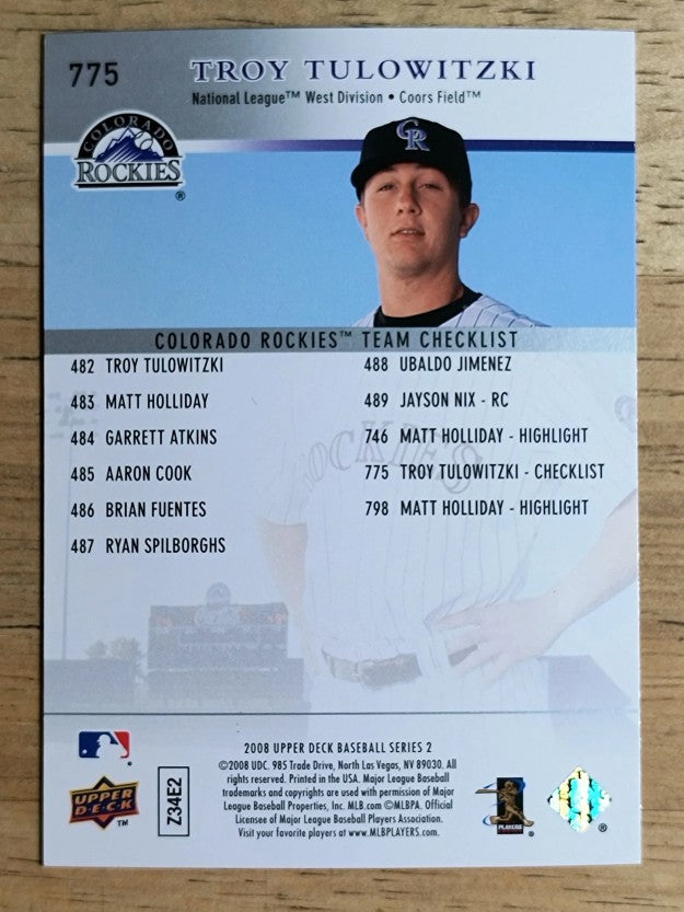 2008 Upper Deck #775 Troy Tulowitzki CL