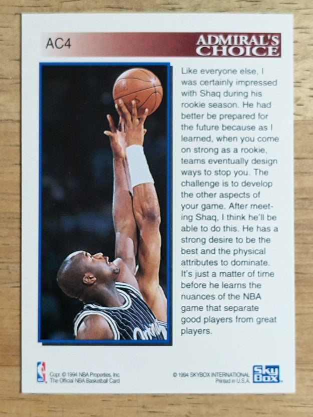 1993-94 Hoops Admiral's Choice #AC4 Shaquille O'Neal