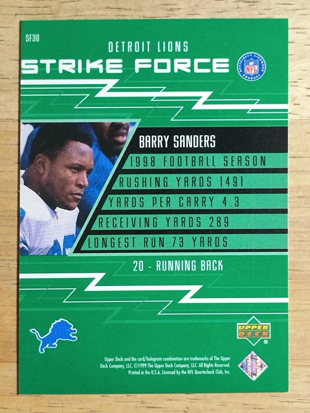 1999 Upper Deck Strike Force #SF30 Barry Sanders