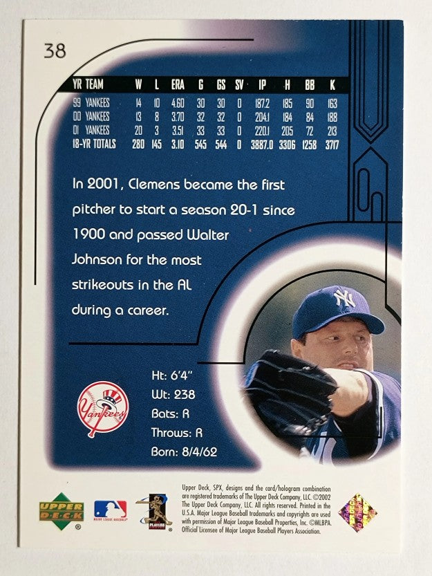 2002 SPx #38 Roger Clemens