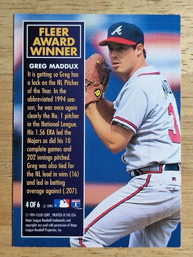 1995 Fleer Award Winners #4 Greg Maddux