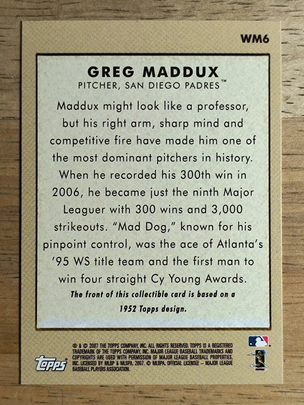 2007 Topps Wal-Mart #WM6 Greg Maddux 52T