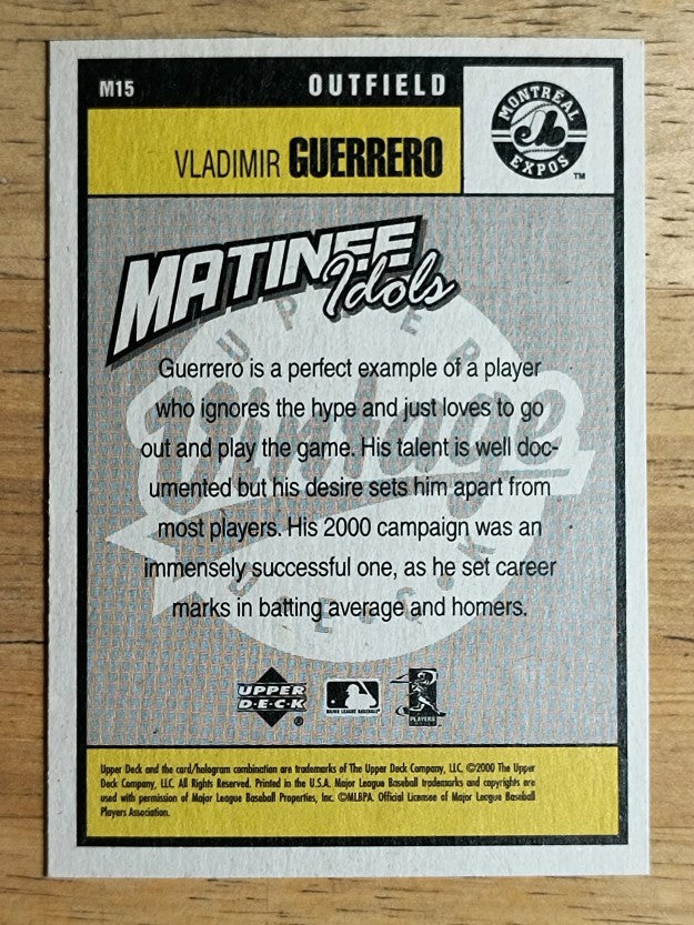2001 Upper Deck Vintage Matinee Idols #M15 Vladimir Guerrero