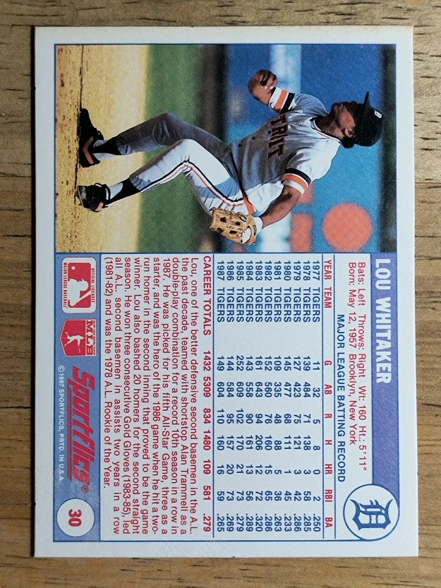 1988 Sportflics #30 Lou Whitaker