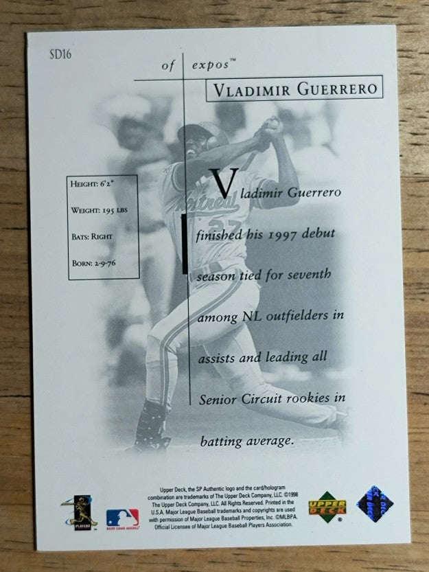 1998 SP Authentic Sheer Dominance #SD16 Vladimir Guerrero