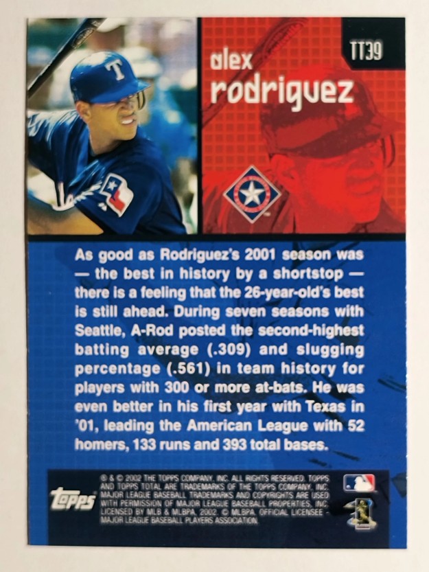 2002 Topps Total Topps #TT39 Alex Rodriguez