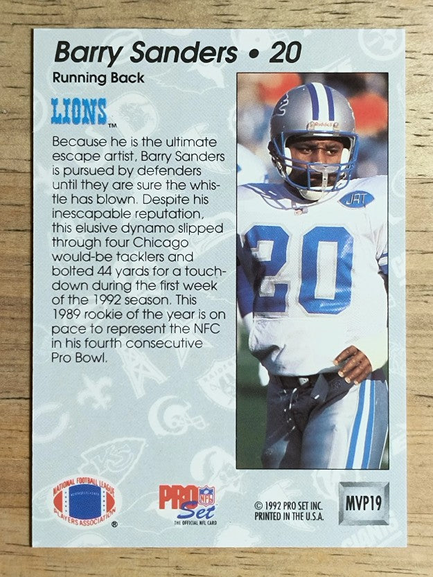 1992 Pro Set Gold MVPs #MVP19 Barry Sanders
