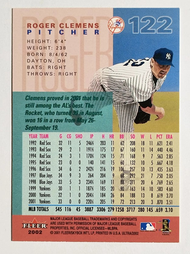 2002 Ultra #122 Roger Clemens