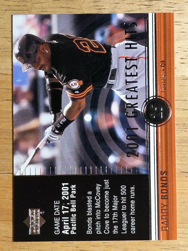 2002 Upper Deck 2001 Greatest Hits #GH1 Barry Bonds