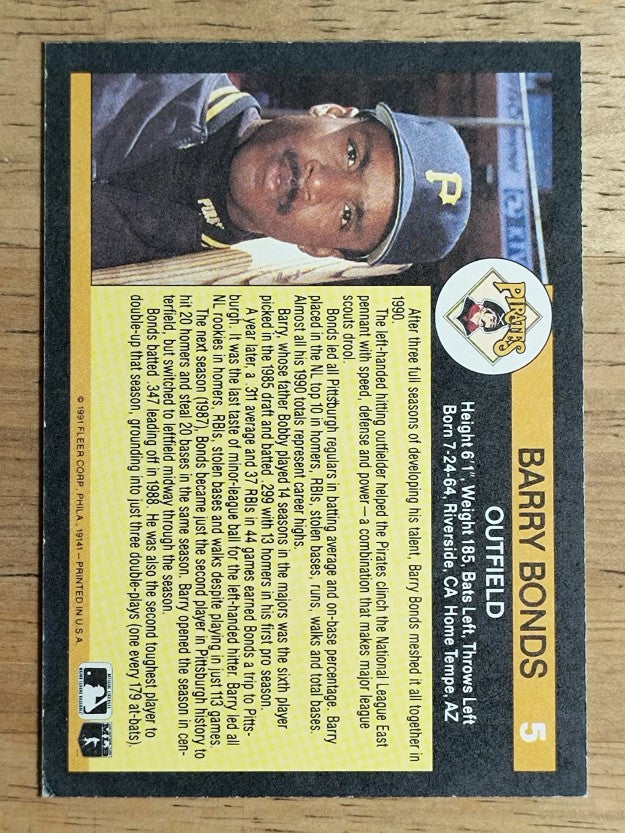 1991 Fleer All-Stars #5 Barry Bonds (VGEX)