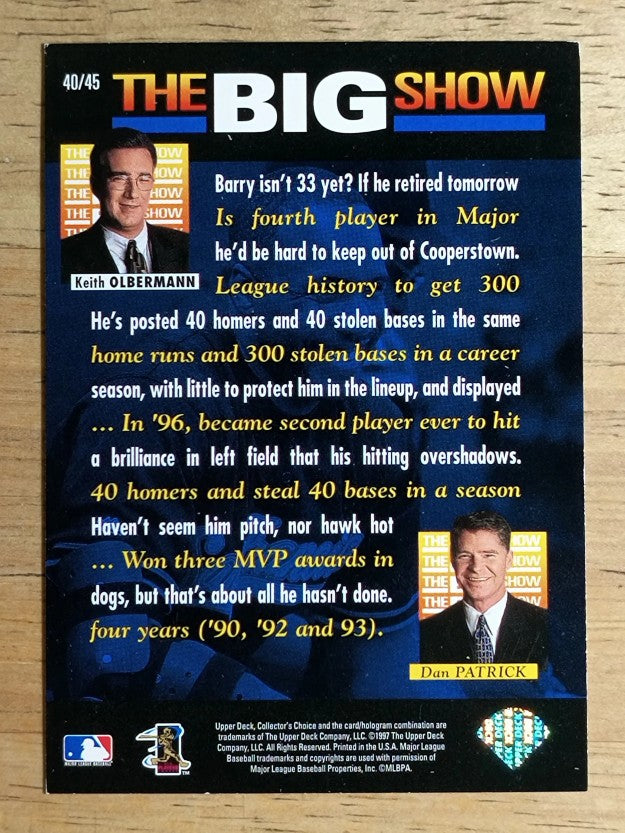 1997 Collector's Choice The Big Show #40 Barry Bonds
