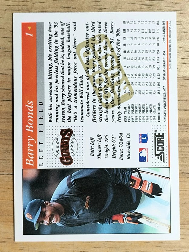 1994 Score Gold Rush #1 Barry Bonds