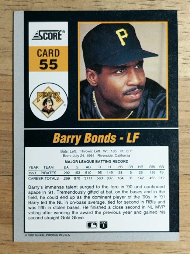 1992 Score Impact Players #55 Barry Bonds