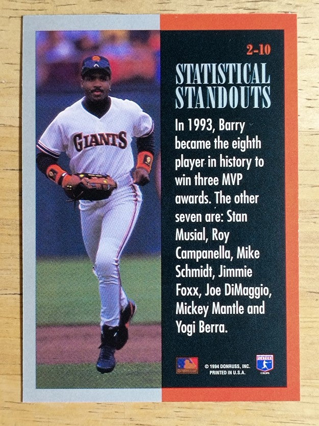 1994 Leaf Statistical Standouts #2 Barry Bonds