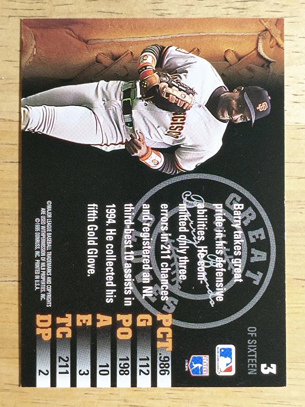 1995 Leaf Great Gloves #3 Barry Bonds