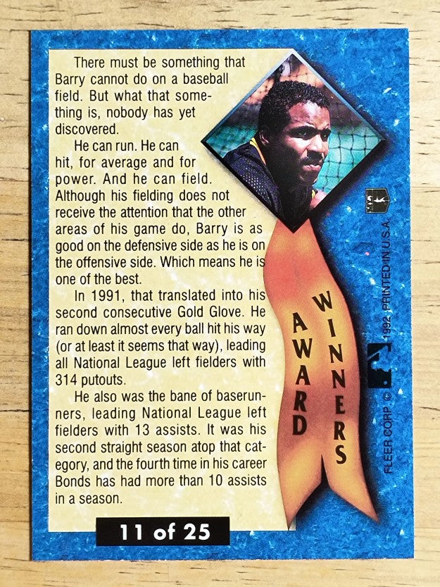 1992 Ultra Award Winners #11 Barry Bonds