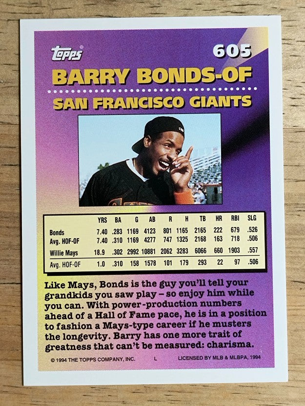 1994 Topps Gold #605 Barry Bonds MOG