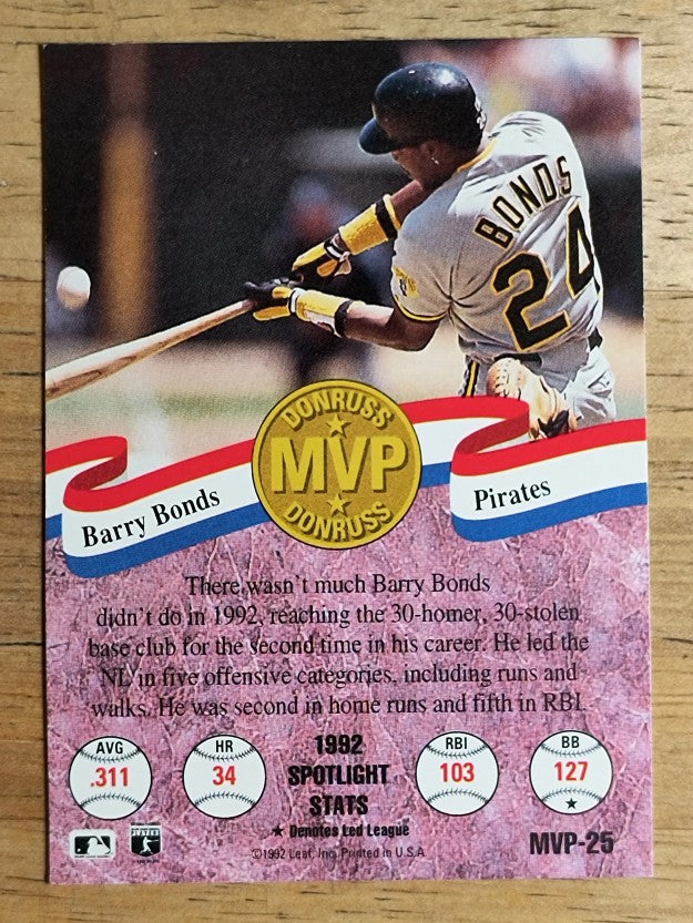 1993 Donruss MVPs #25 Barry Bonds (NM)