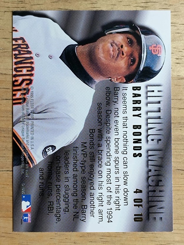 1995 Ultra Hitting Machines #4 Barry Bonds