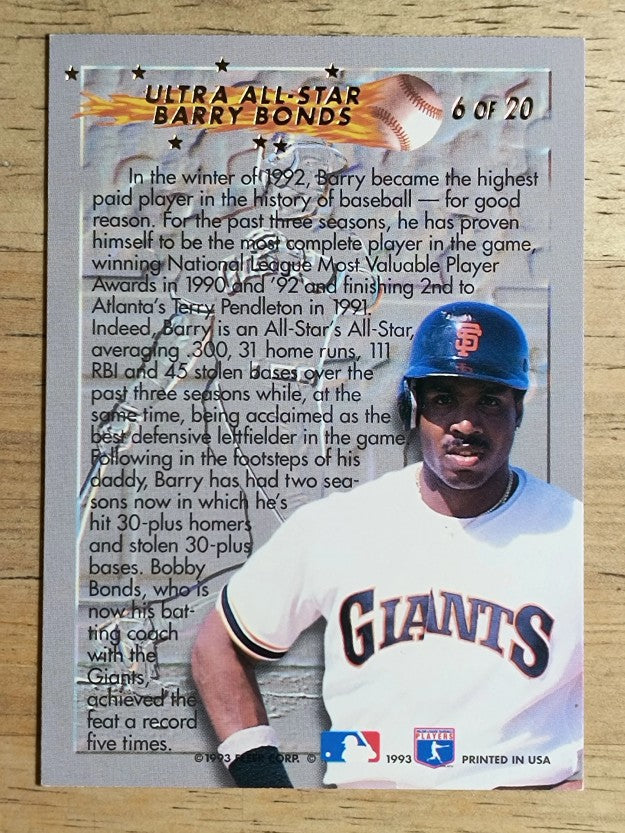 1993 Ultra All-Stars #6 Barry Bonds