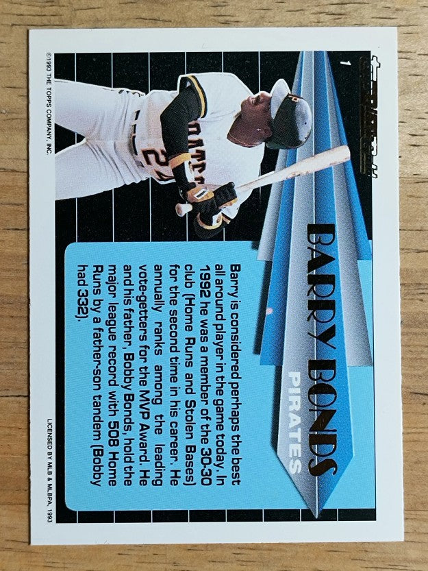 1993 Topps Black Gold #1 Barry Bonds