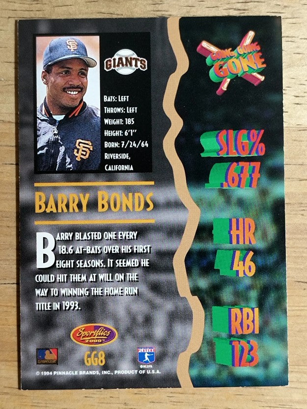 1994 Sportflics Rookie/Traded Going Going Gone #GG8 Barry Bonds