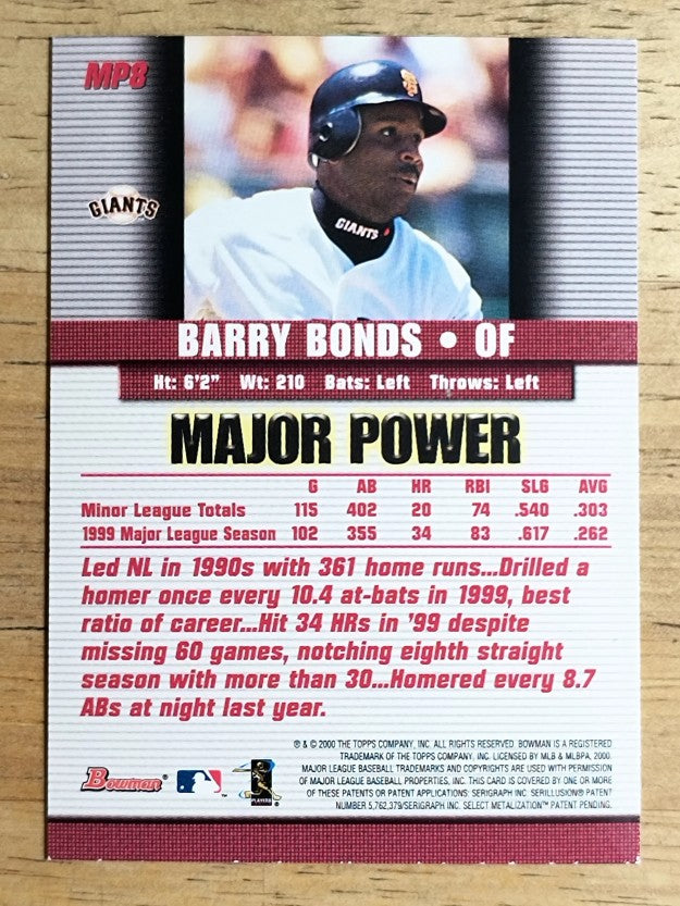 2000 Bowman Major Power #MP8 Barry Bonds