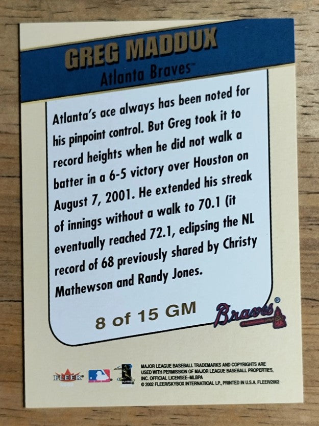 2002 Fleer Golden Memories #8 Greg Maddux
