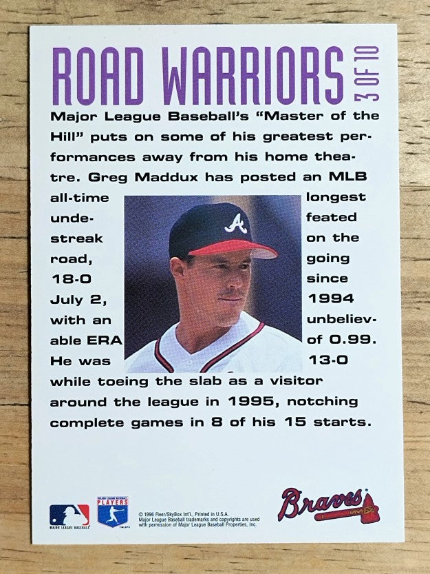 1996 Fleer Road Warriors #3 Greg Maddux