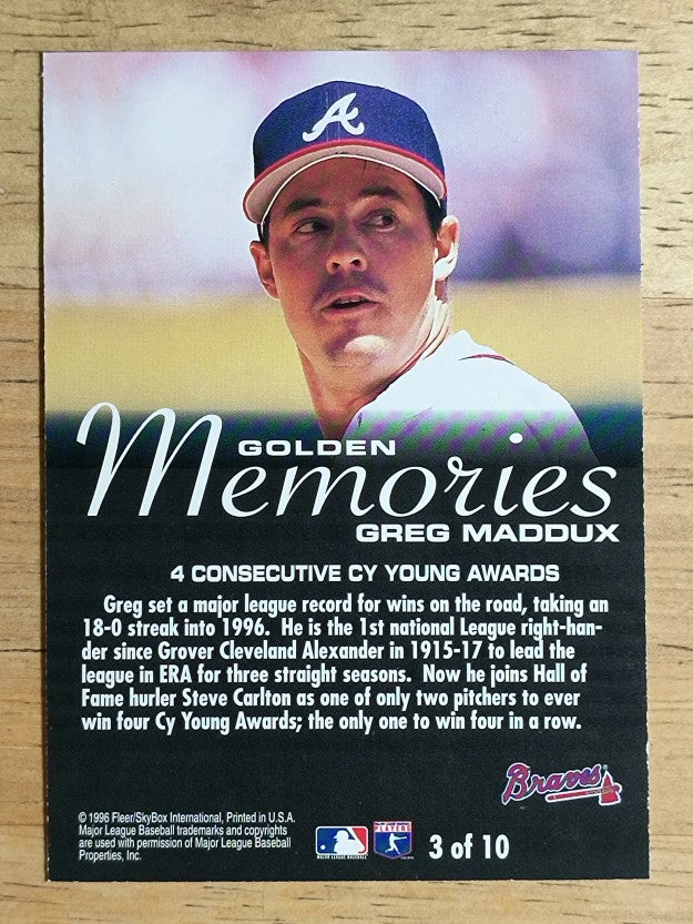 1996 Fleer Golden Memories #3 Greg Maddux