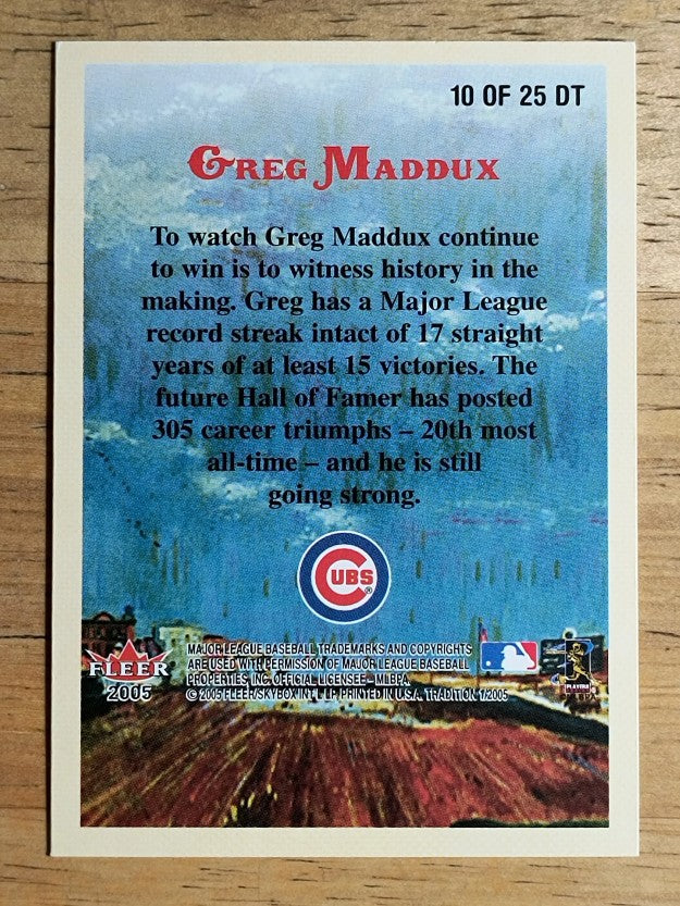2005 Fleer Tradition Diamond Tributes #10 Greg Maddux