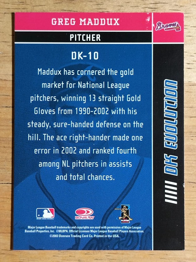 2003 Diamond Kings DK Evolution #DK10 Greg Maddux