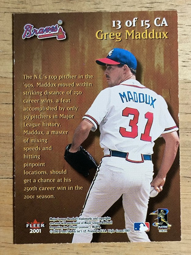 2001 Fleer Triple Crown Crowning Achievements #13 Greg Maddux