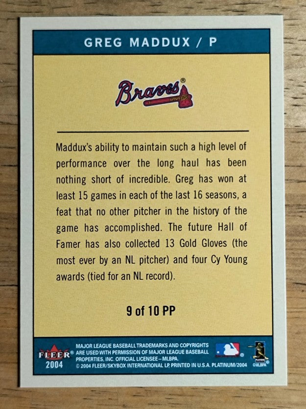 2004 Fleer Platinum Portraits #9 Greg Maddux